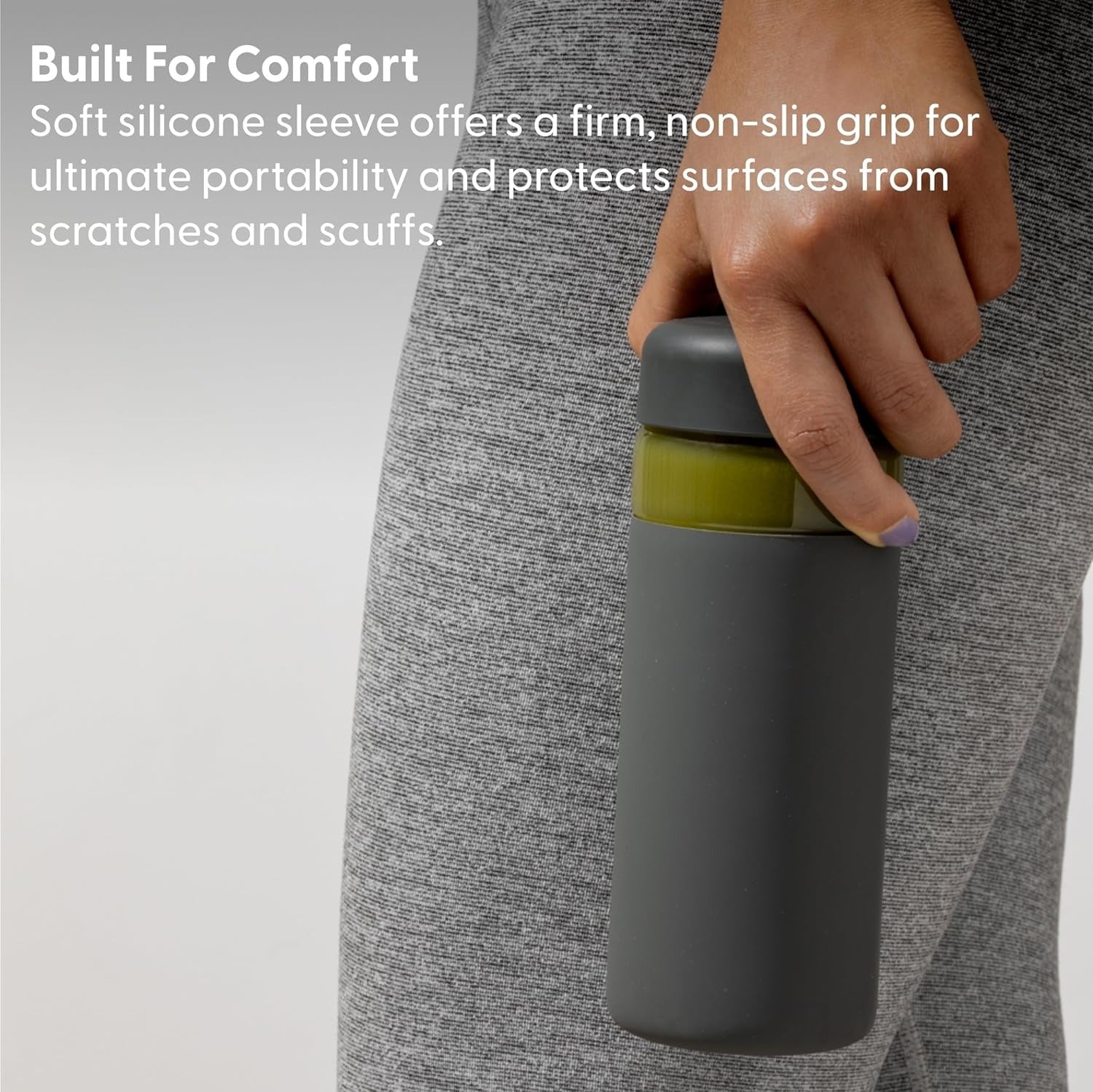 16oz Glass Wide Mouth Water Bottle - Charcoal