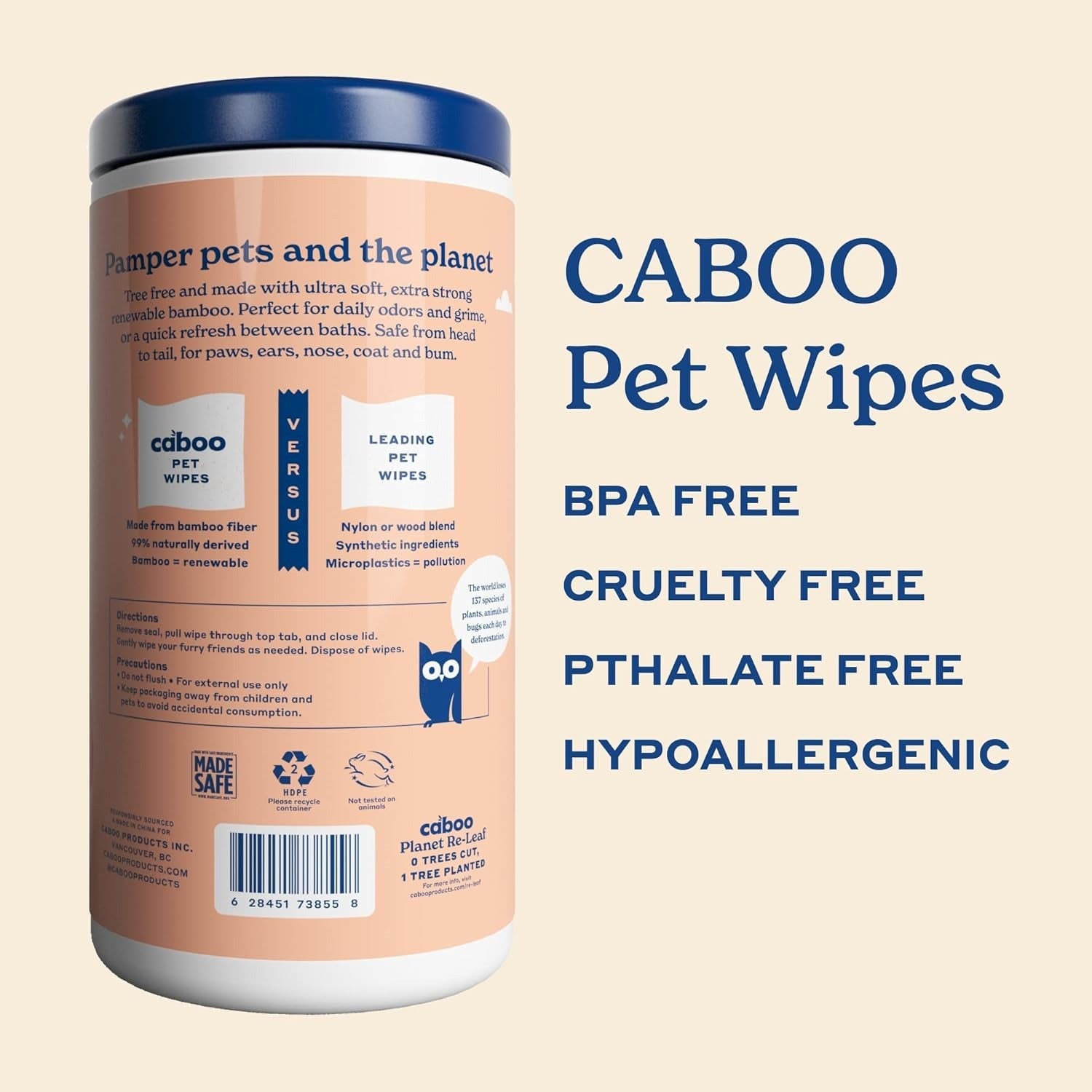 Bamboo Pet Wipes - Jumbo Unscented