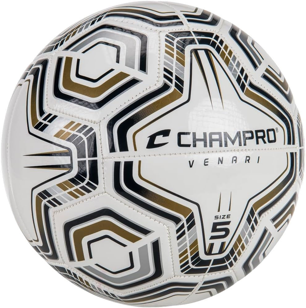 Venari 20 Panel Soccer Ball - #5 Black Silver Vegas Gold