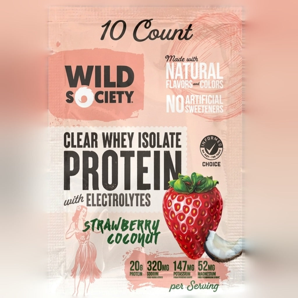 Clear Whey Isolate Protein with Electrolytes - Strawberry Coconut (10 CT)