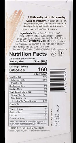 Dark Chocolate Salted Toffee Bar