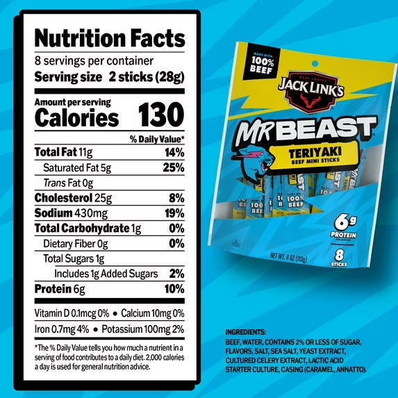 Mr Beast Teriyaki Beef Sticks (8 CT)