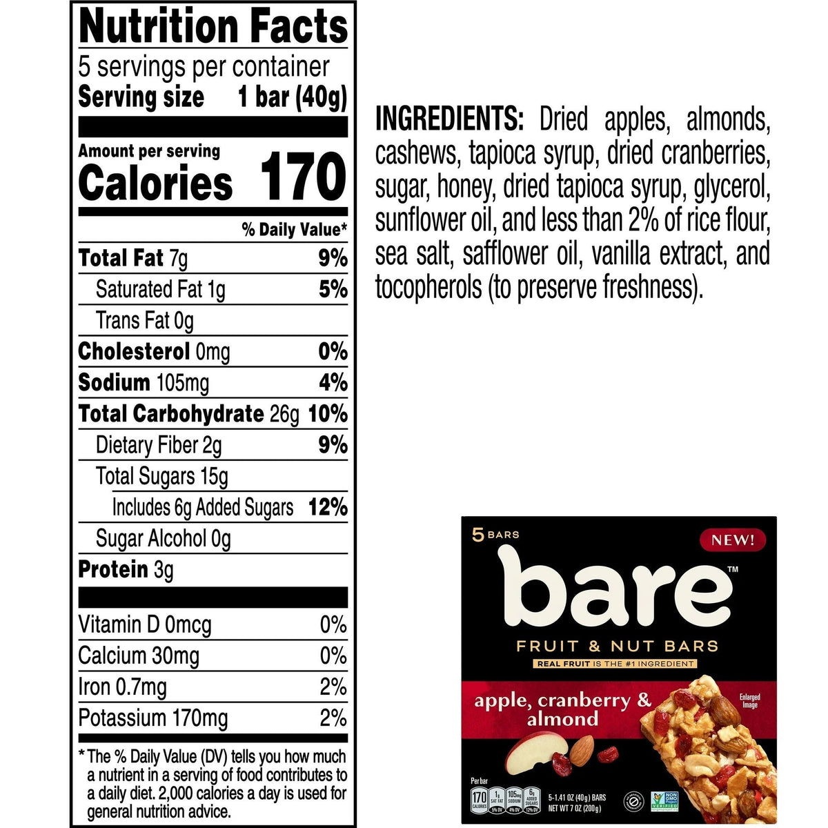 Fruit & Nut Bar - Apple, Cranberry & Almond (5 CT)