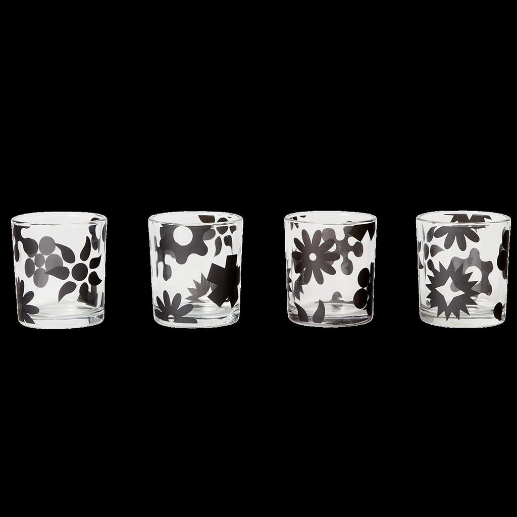 Black Pattern Glasses - Set of 4