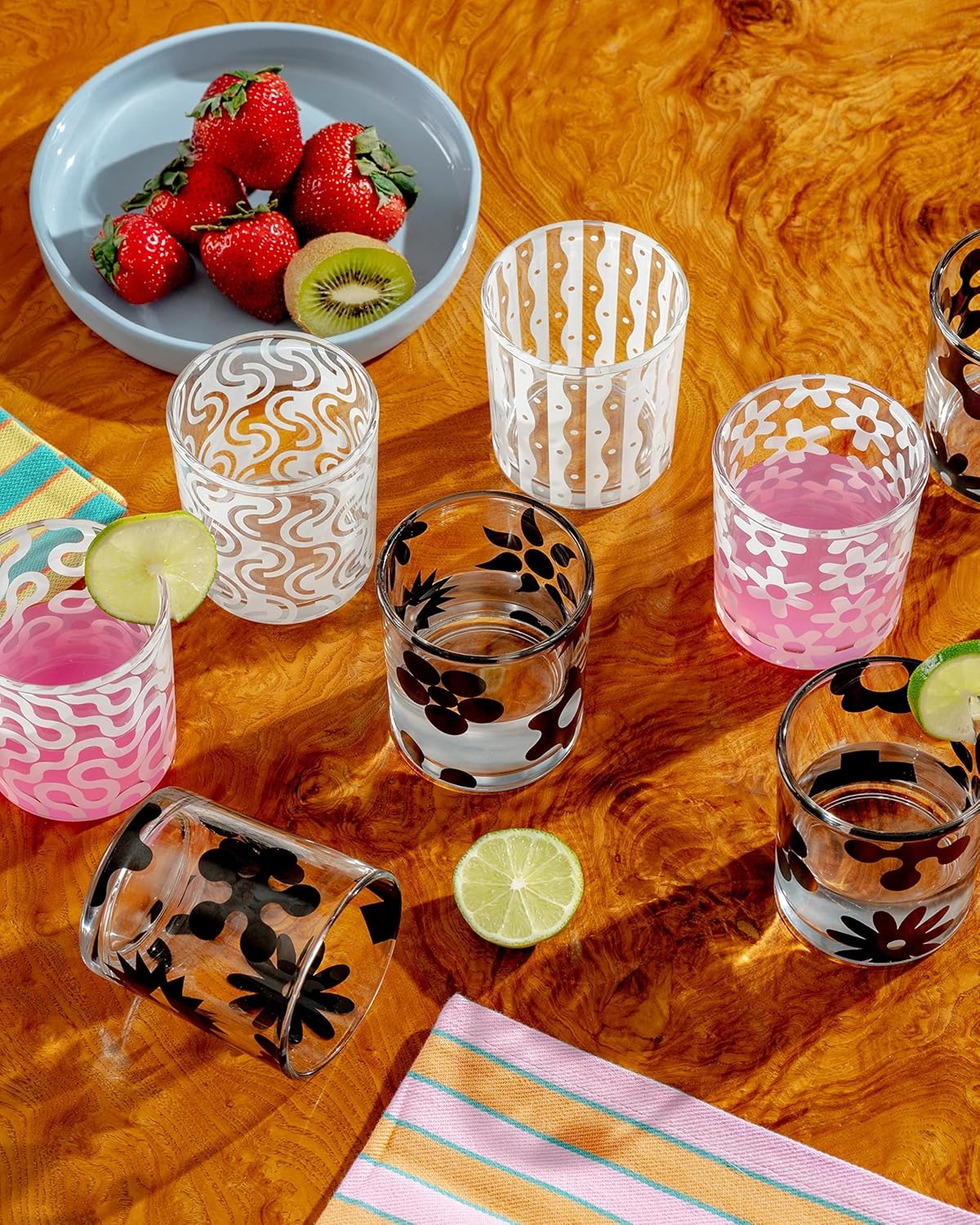 Black Pattern Glasses - Set of 4