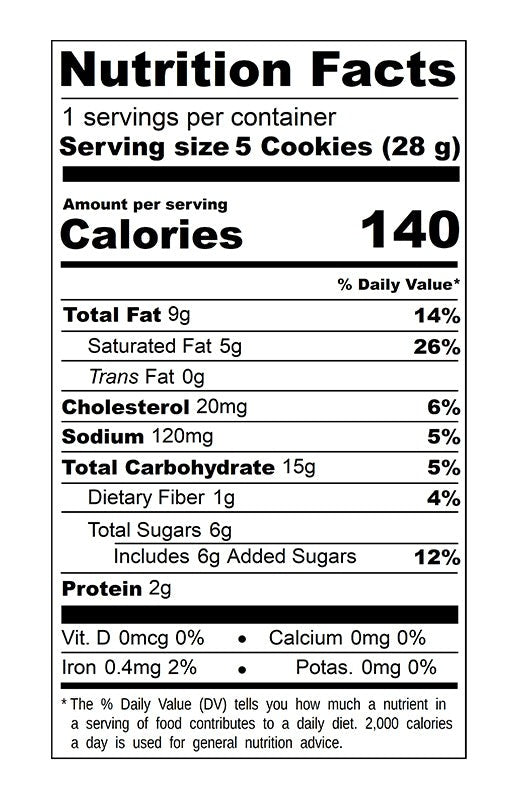 Dark Chocolate Vanilla Shortbread Cookie Bites (6 Pack)