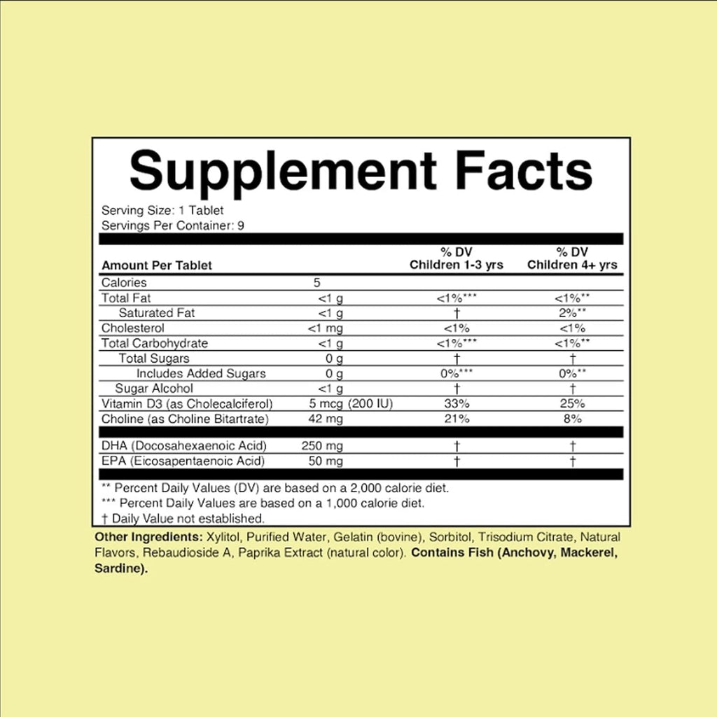Omega-3 DHA + Choline SoftMelts Natural Passion Fruit Flavor (27 CT)