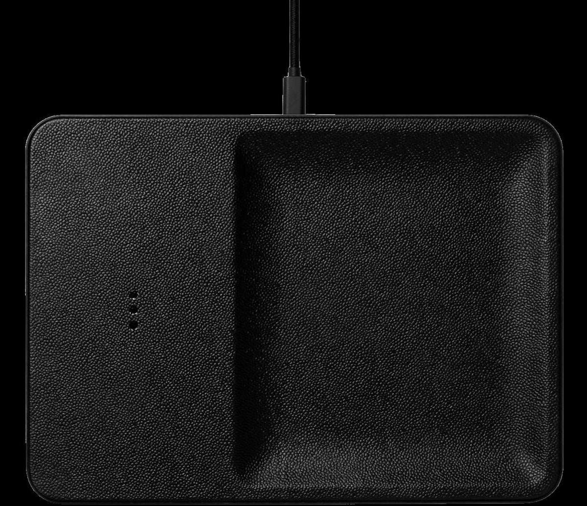 CATCH 3 Single-Device Charging Tray Leather - Black