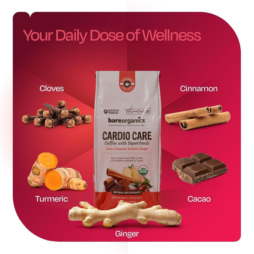Organic Cardio Care Medium Roast Ground Coffee With Superfoods
