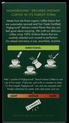 Organic Decaf Instant Coffee Stick 10Ct