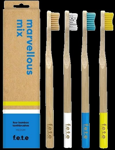Marvelous Mix Medium Bamboo Toothbrush (4 CT)