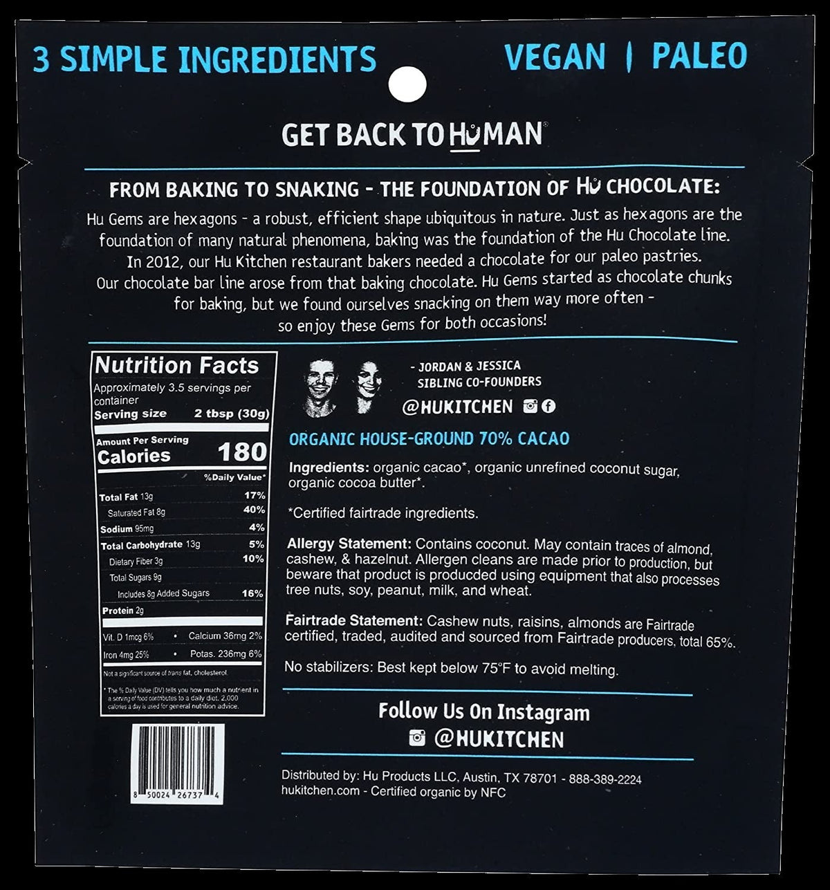 Organic Snacking & Baking Dark Chocolate Gems