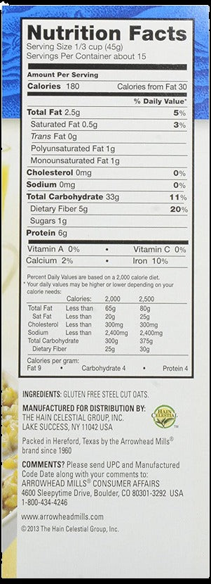 Organic Gluten Free Steelcut Oats