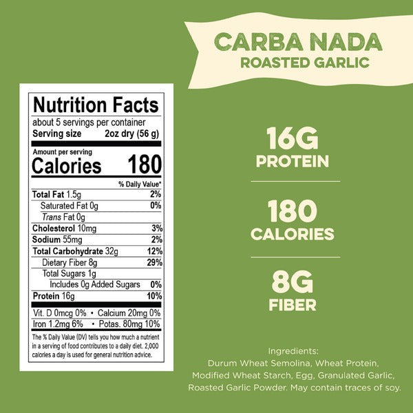 Carba-Nada Roasted Garlic Egg Fettuccine (6 Pack)