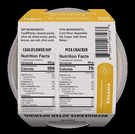 Cauliflower Hummus & Pita Chips