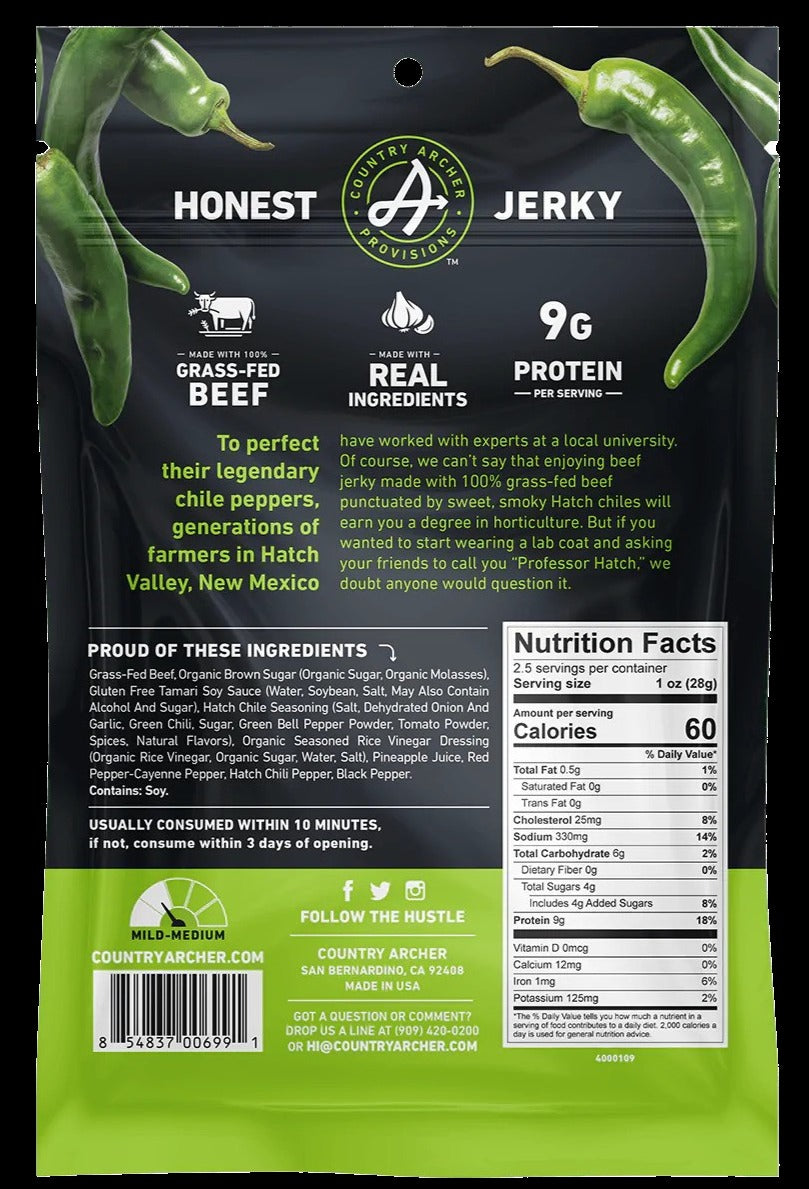Grass-Fed Beef Jerky Hatch Chile