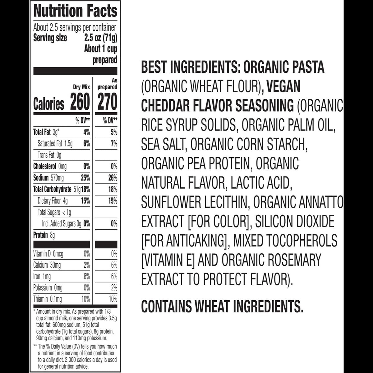 Organic Vegan Mac Cheddar Flavor