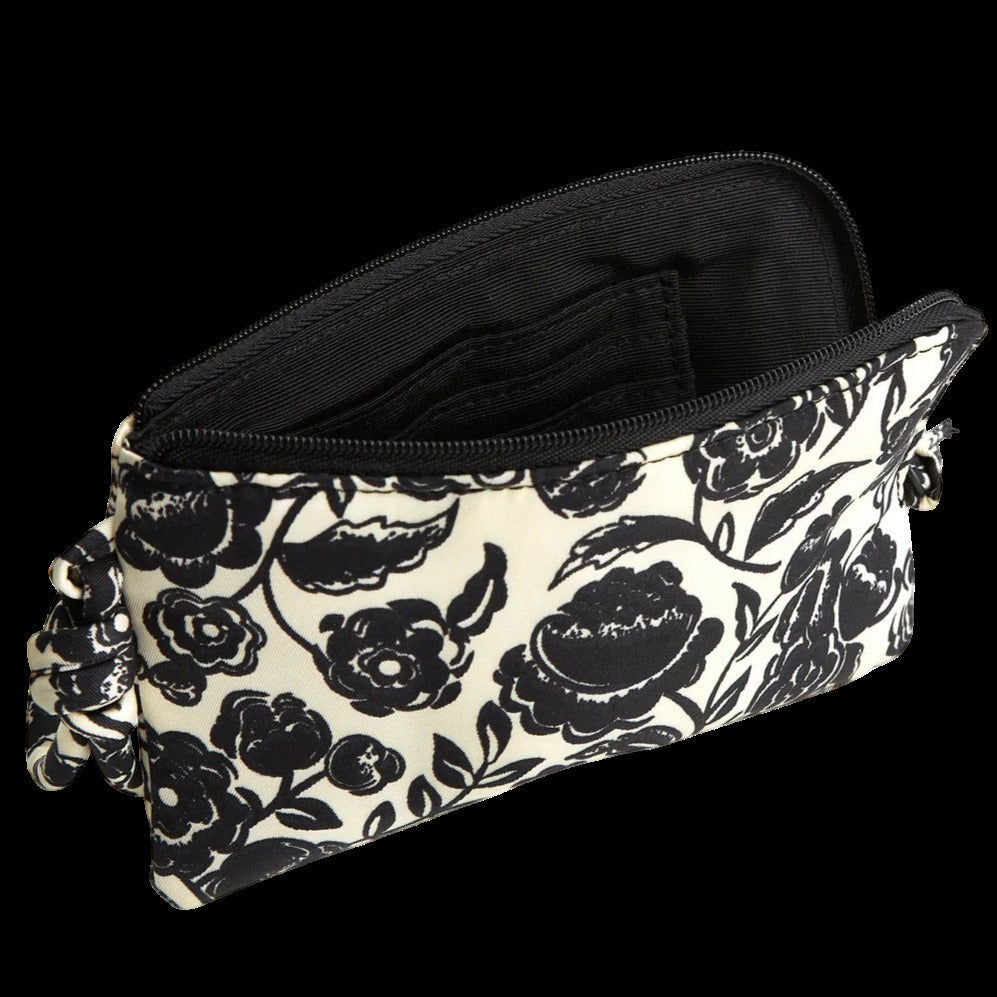 Zip Wristlet - Bubbly Flowers Black