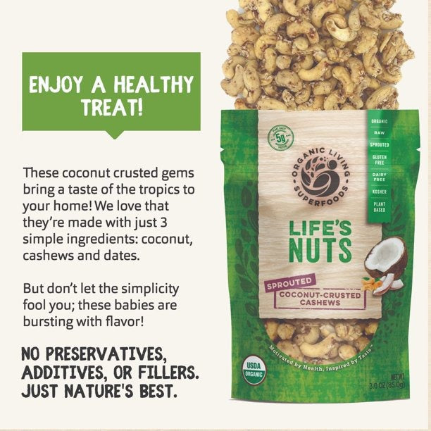 Sprouted Coconut Crusted Cashews