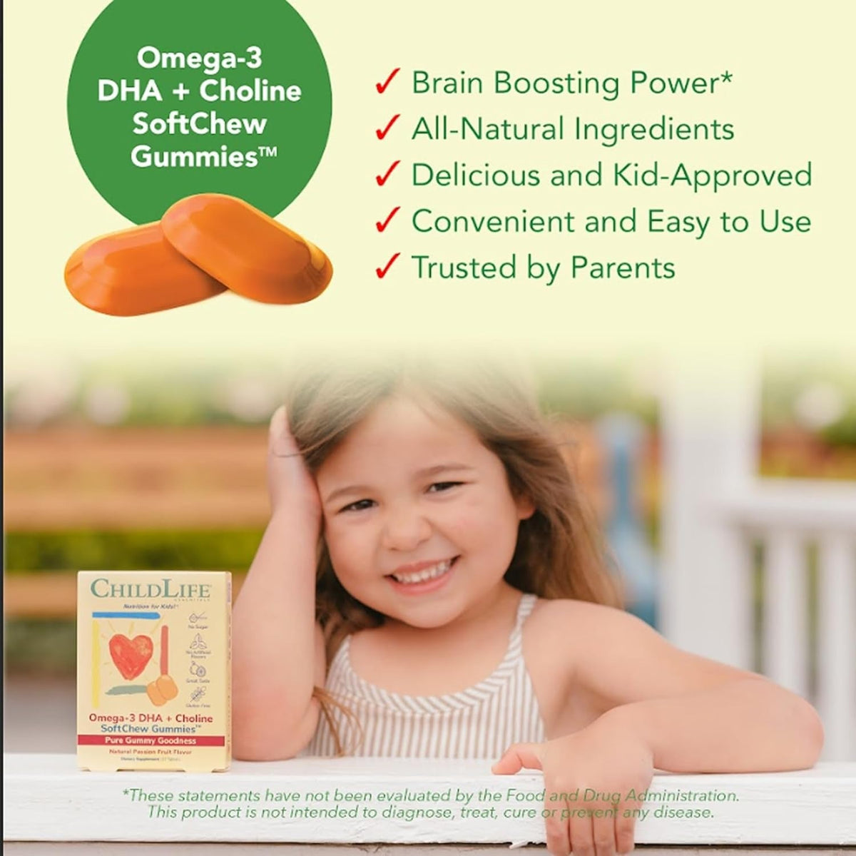 Omega-3 DHA + Choline SoftMelts Natural Passion Fruit Flavor (27 CT)