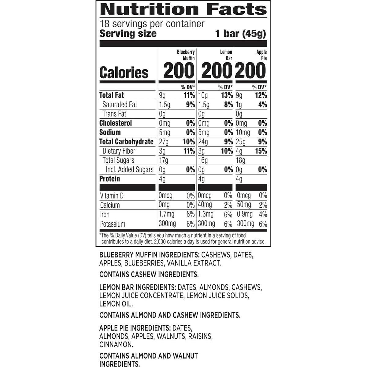 Fruit & Nut Bars Variety Pack (18 CT)