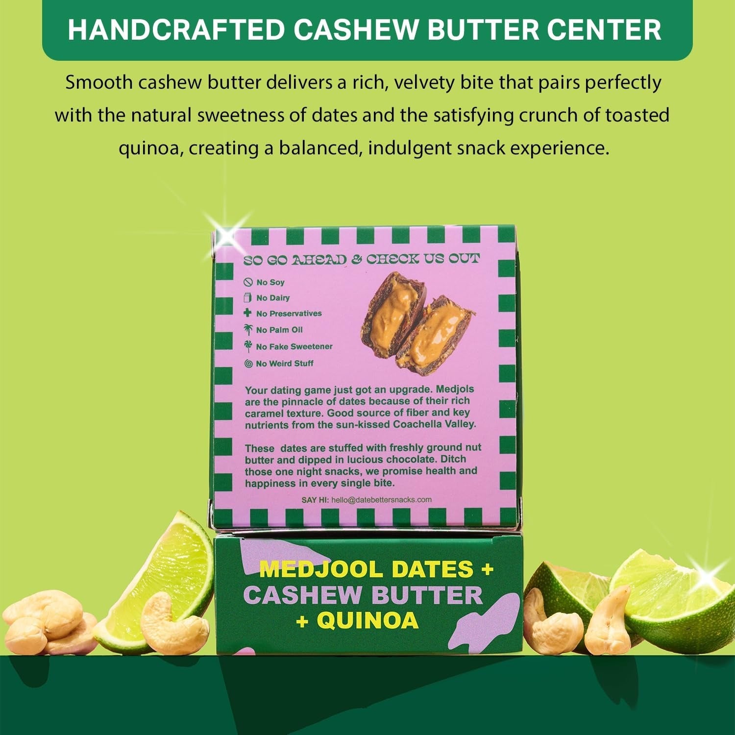 Cashew Lime Crisp Stuffed Dates