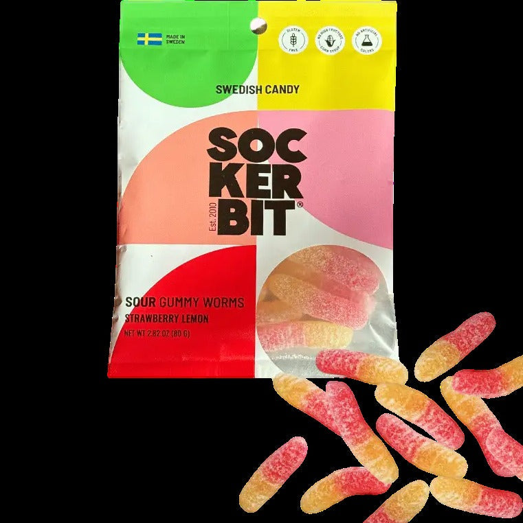 Sour Gummy Worms - Strawberry Lemon