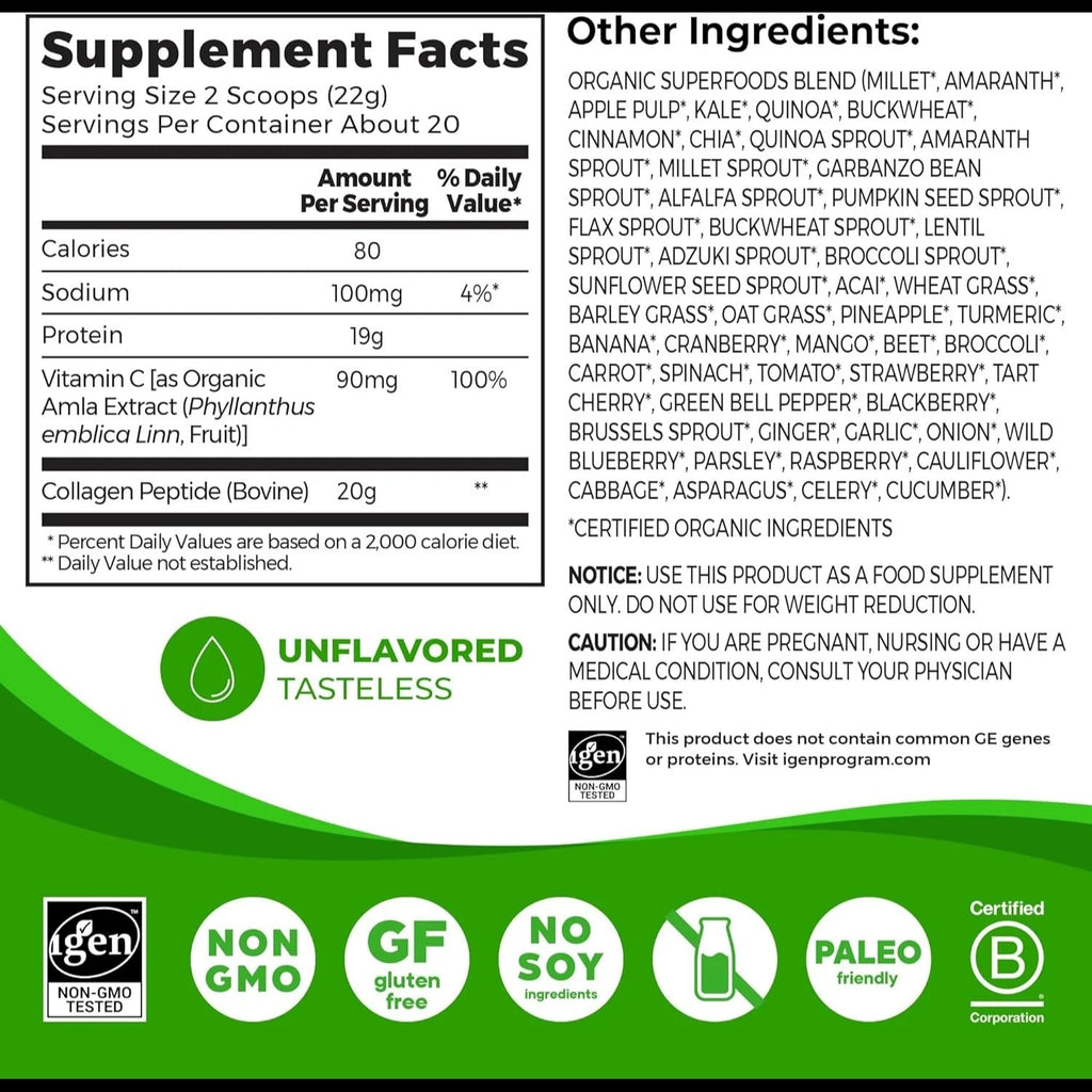 Collagen Peptides 50+ Superfoods Unflavored Powder