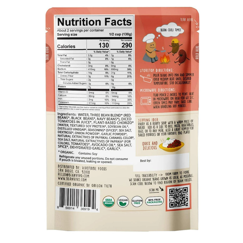 Organic Three Bean Vegan Chili (6 Pack)