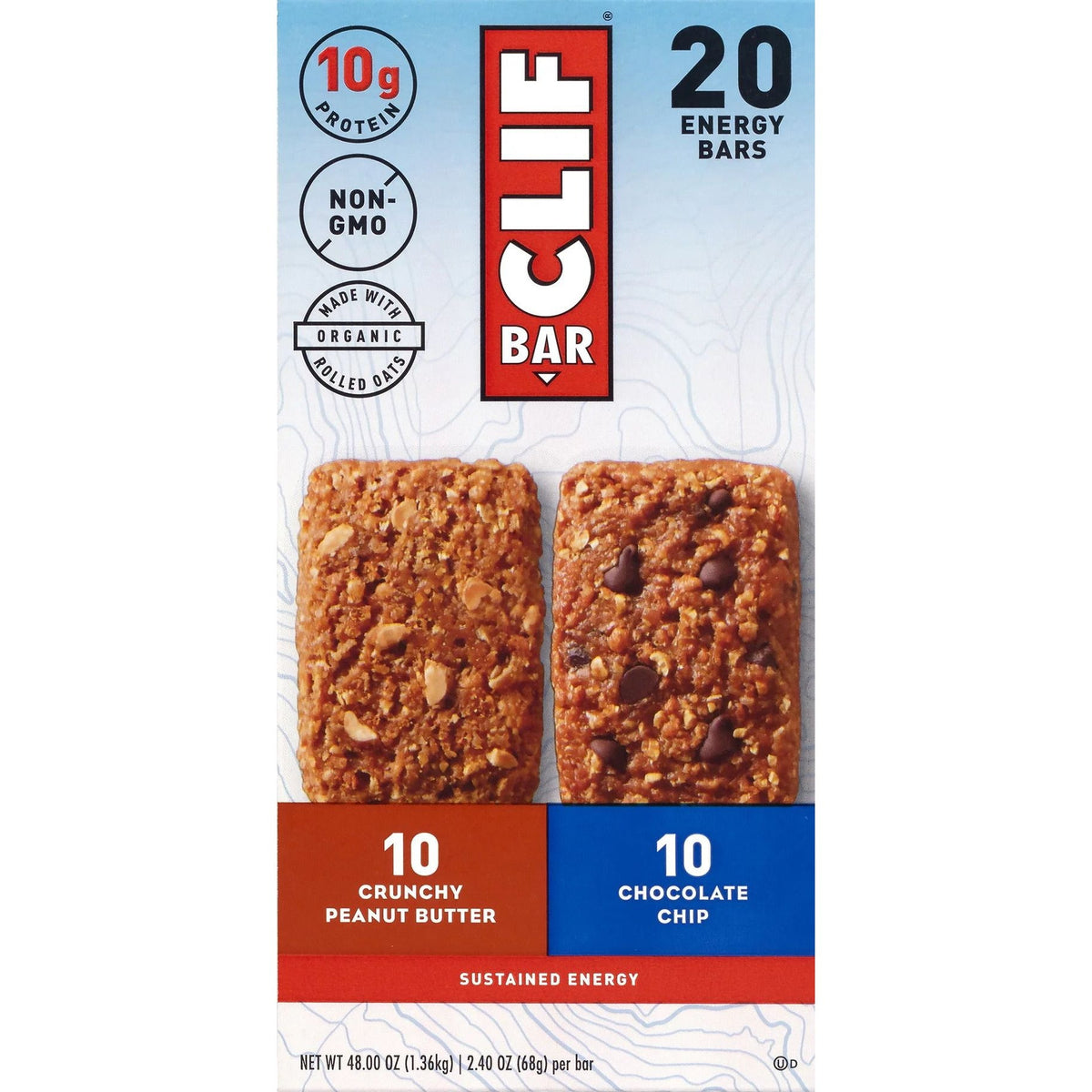 Energy Bars Variety Pack, Chocolate Chip & Crunchy Peanut Butter (20 CT)