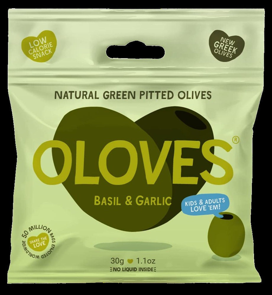 Basil & Garlic Pitted Green Olives (10 Pack)