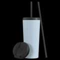 Vacuum Insulated Tumbler with Straw & Flip Lids (Blue) 20oz