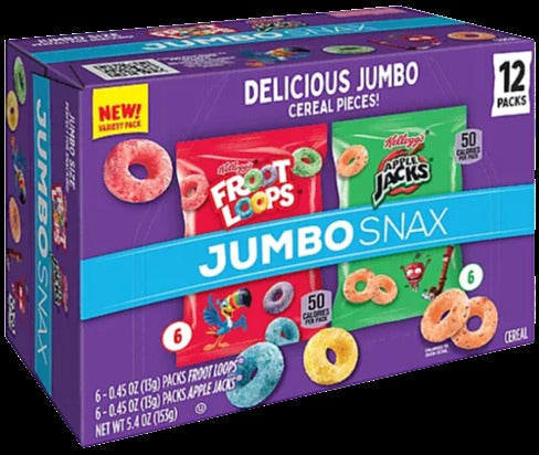 Froot Loops And Apple Jacks Snacking Cereal Variety Box (12 Pack)
