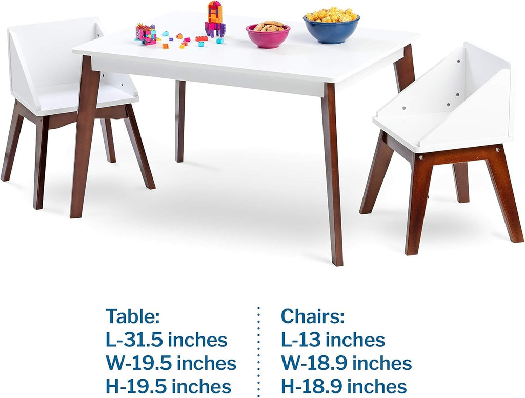 Modern Table And Chair Set Chairs - White/Espresso