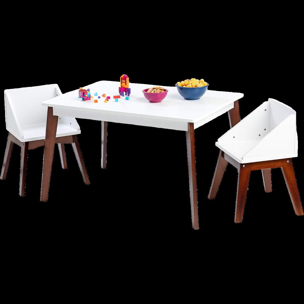 Modern Table And Chair Set Chairs - White/Espresso