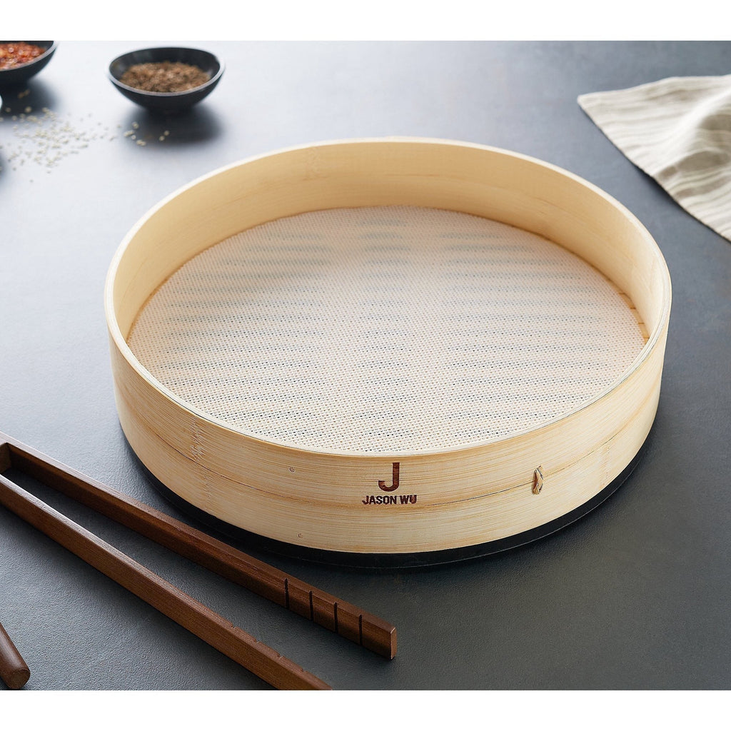12" Bamboo Steamer Insert W/Silicone Rim And Mat