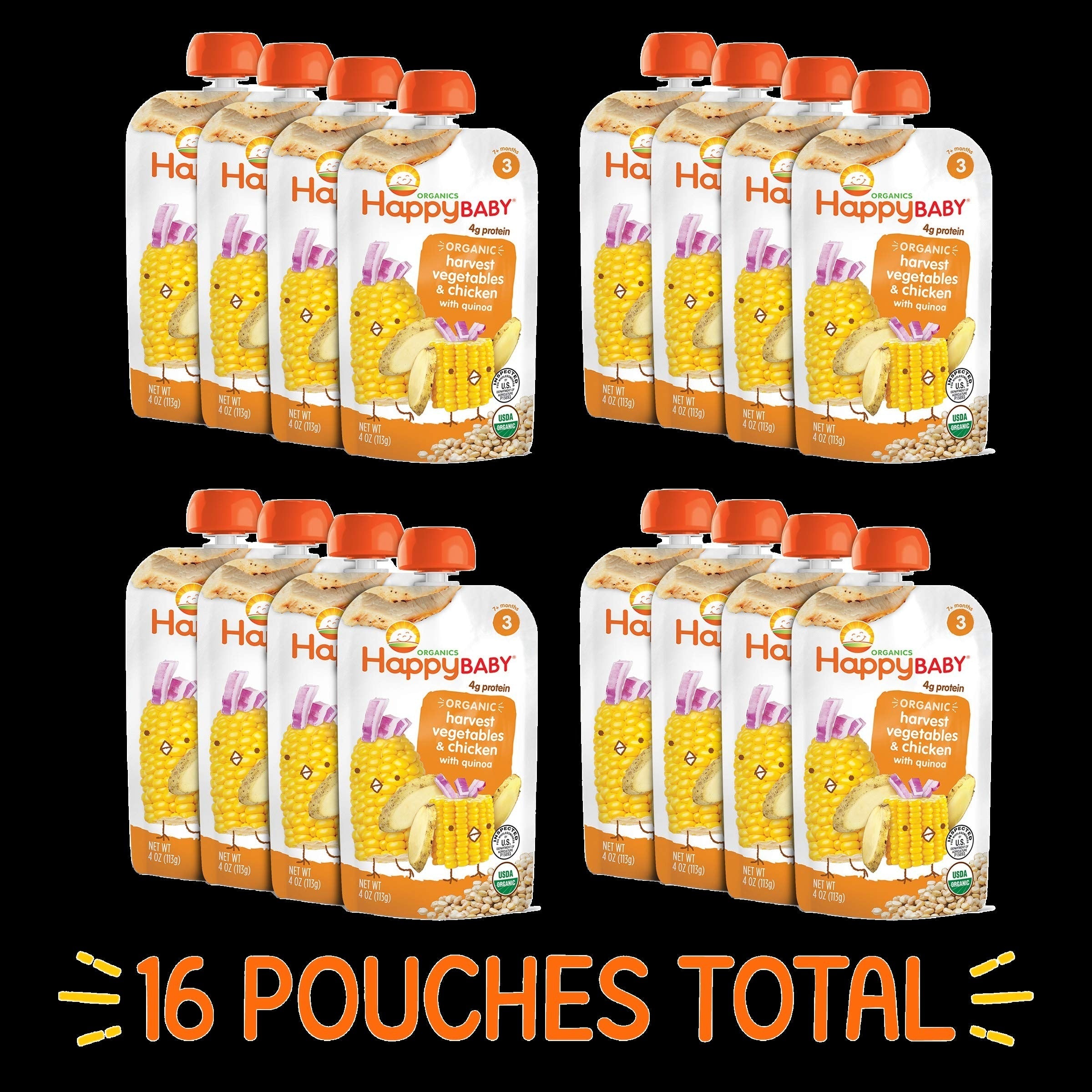 Hearty Meals Organic Harvest Vegetables & Chicken Stage 3 Baby Food (16 Pack)