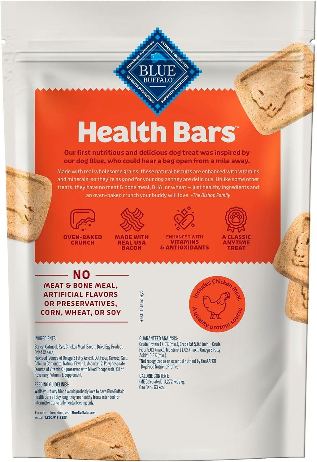 Health Bars Natural Crunchy Dog Treats - Bacon, Egg & Cheese Flavor
