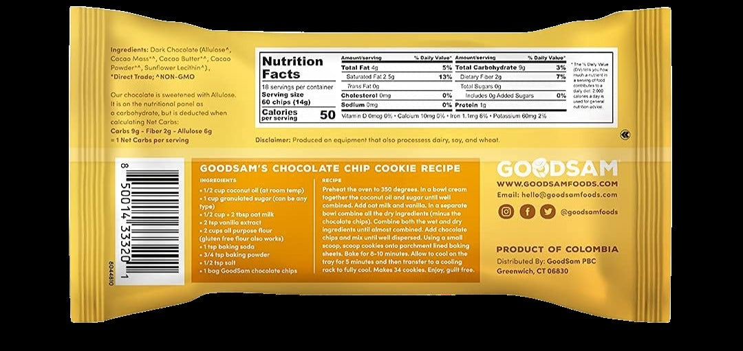 Dark Chocolate Chips - Sugar Free