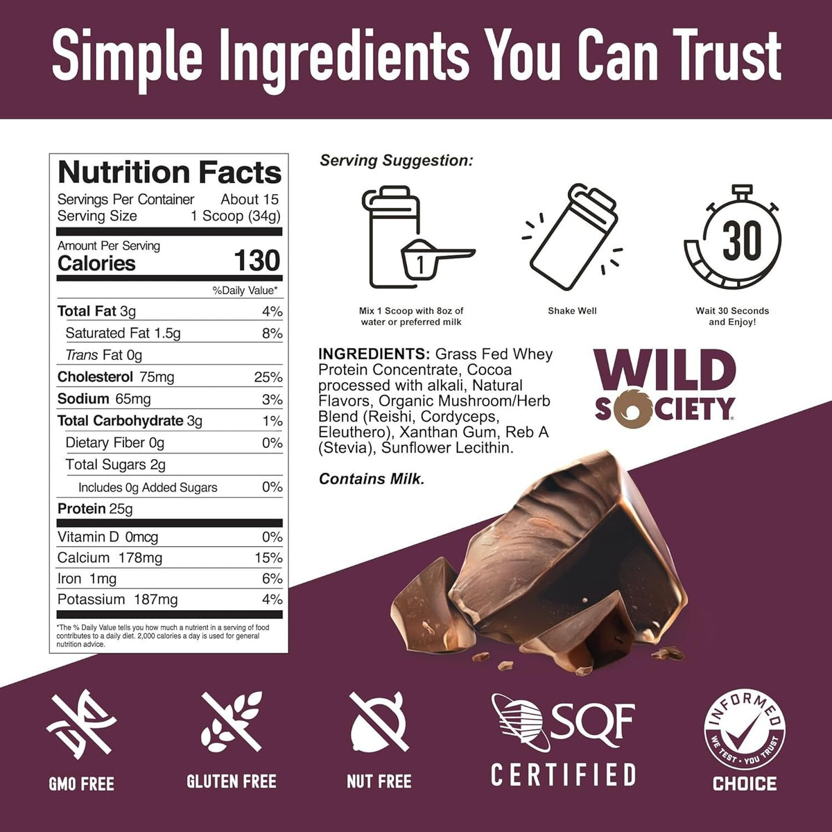 Grass Fed Whey Protein Powder - Dutch Chocolate