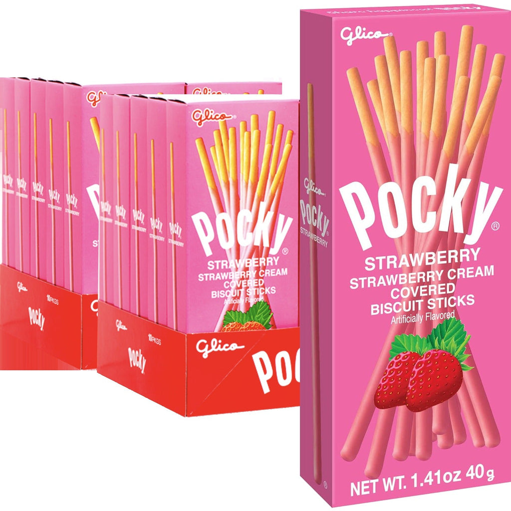 Pocky Strawberry Cream Covered Biscuit Sticks (20 CT)
