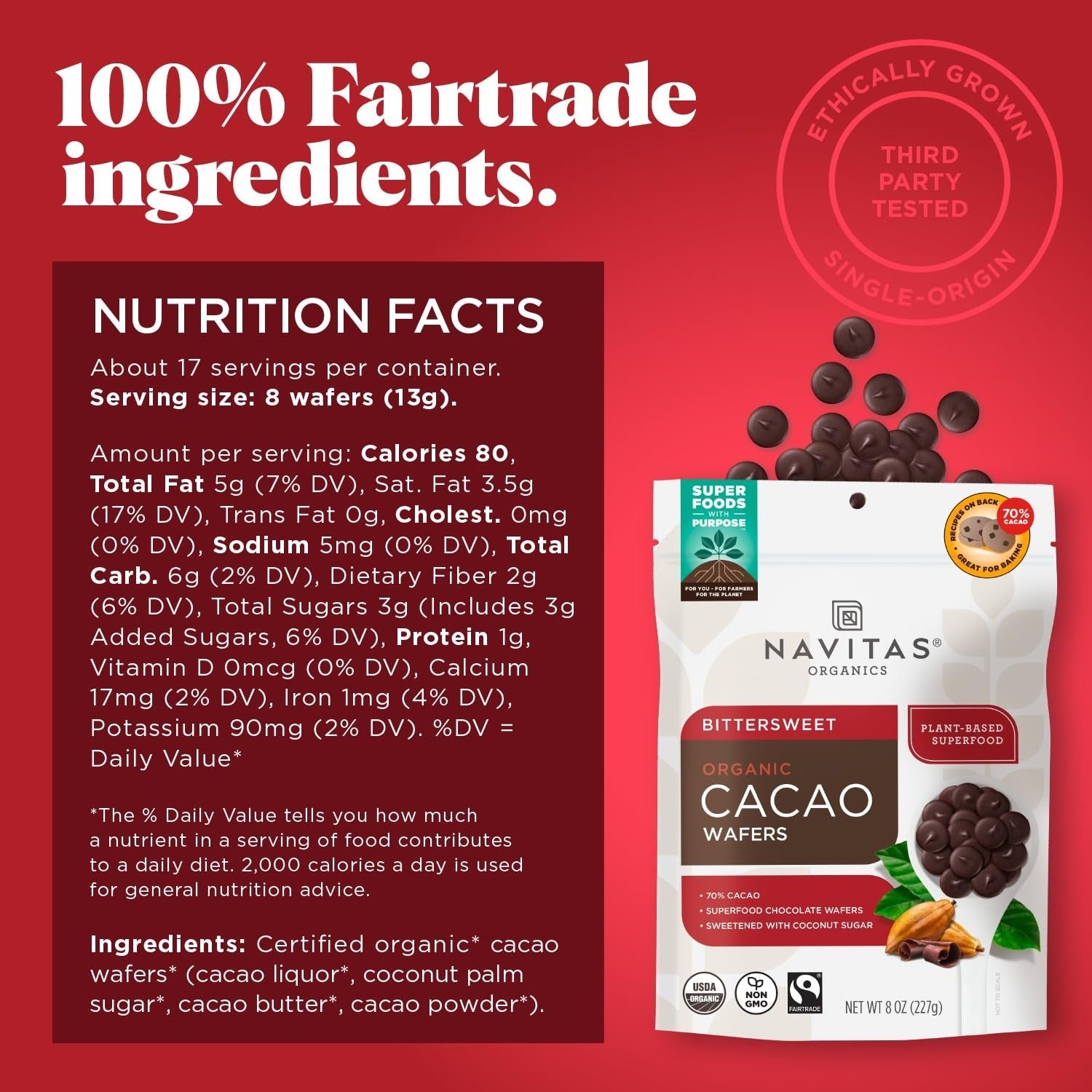 Organic Bittersweet Cacao Wafer Chips
