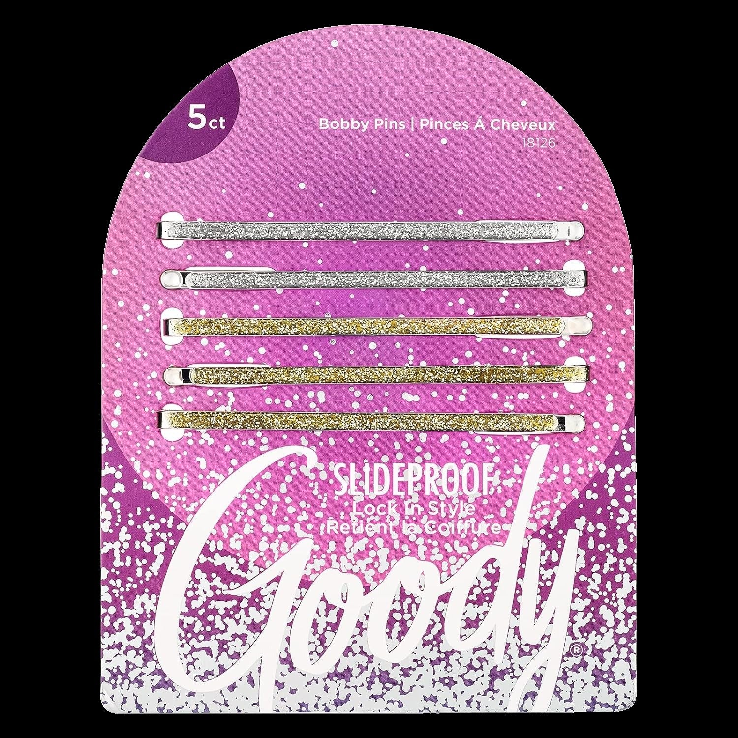 Holiday Ball Enameled Bobby Pins - Silver/Gold (5 CT)