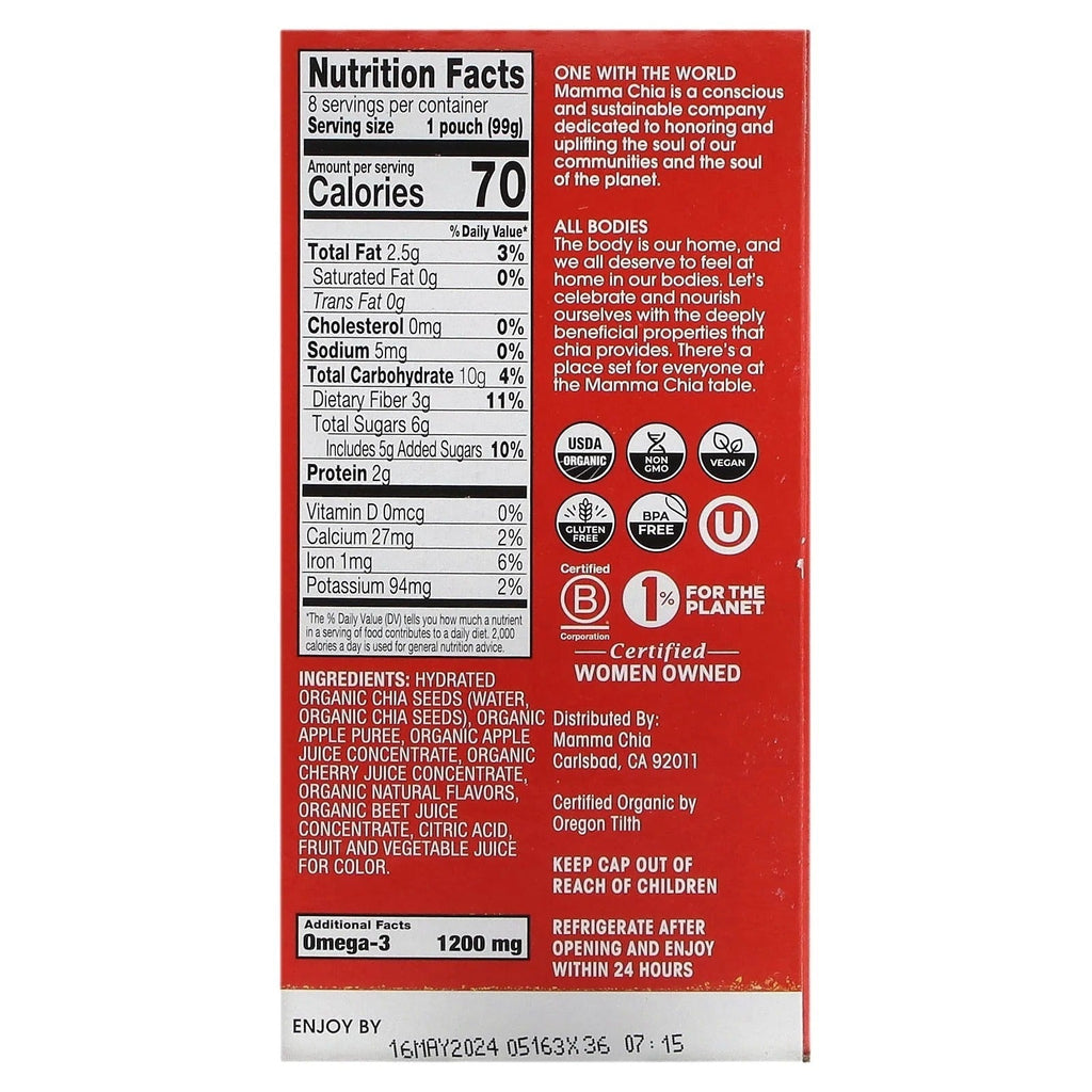 Chia Squeeze Vitality Snack - Cherry Beet (8 Pack)