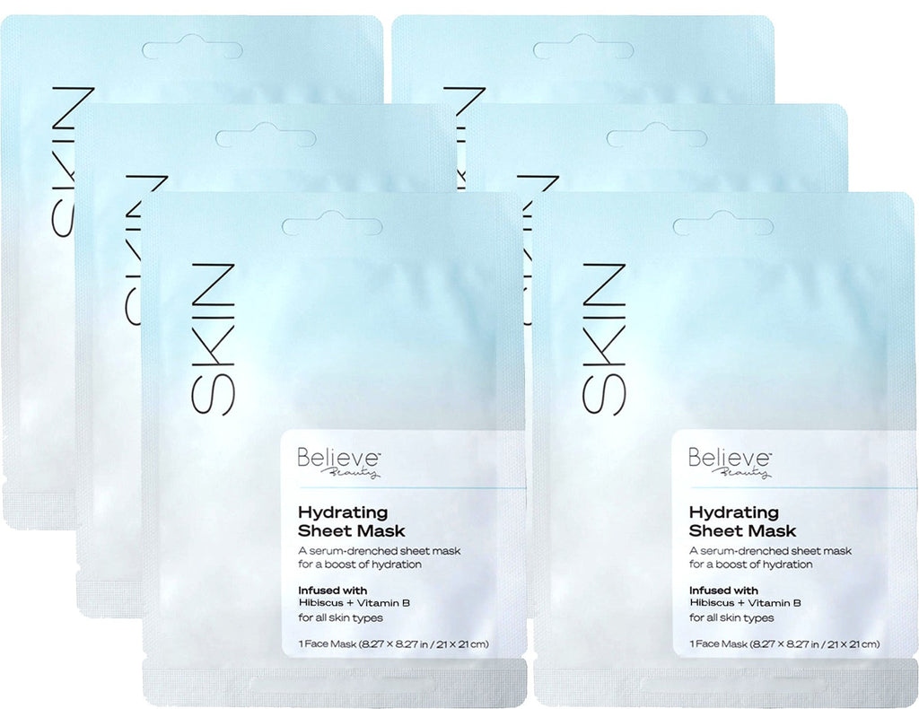 Brightening Sheet Mask - with Hibiscus and Vitamin B (6 Pack)