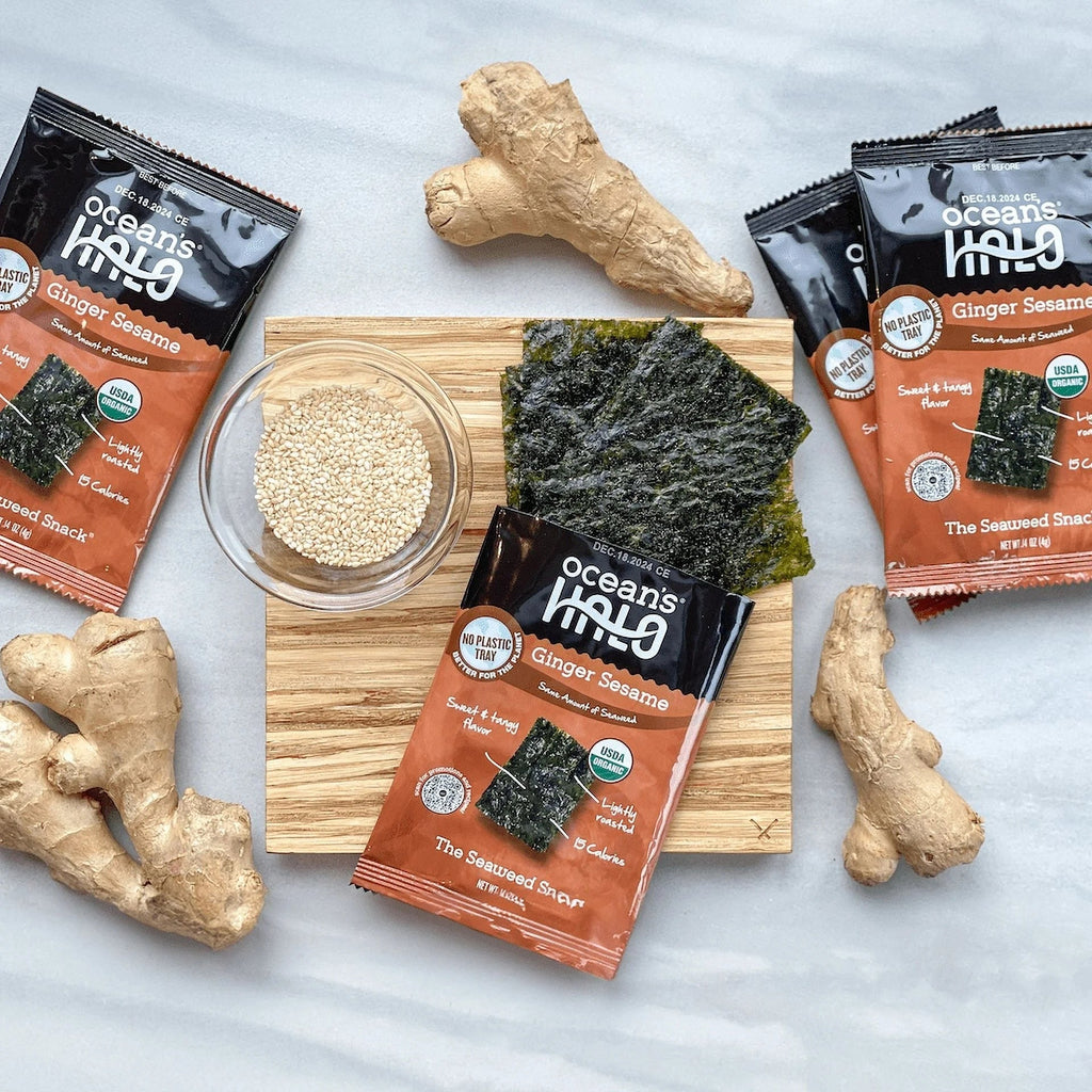 Organic Ginger Sesame Trayless Seaweed Snacks (5 Pack)
