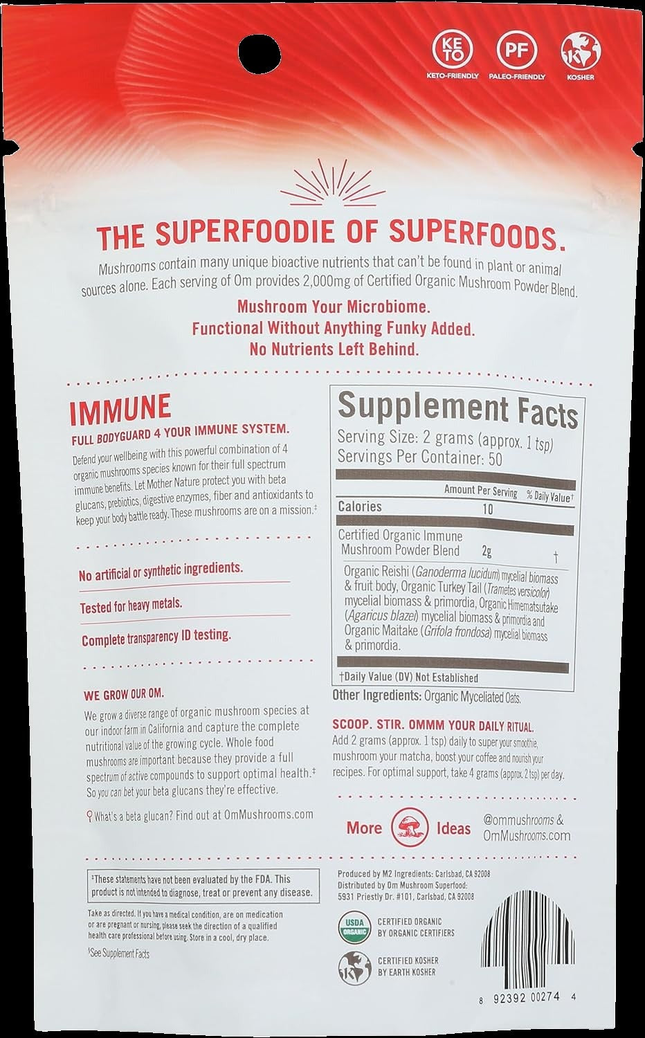 Organic Mushroom Nutrition Supplement Powder - Immune
