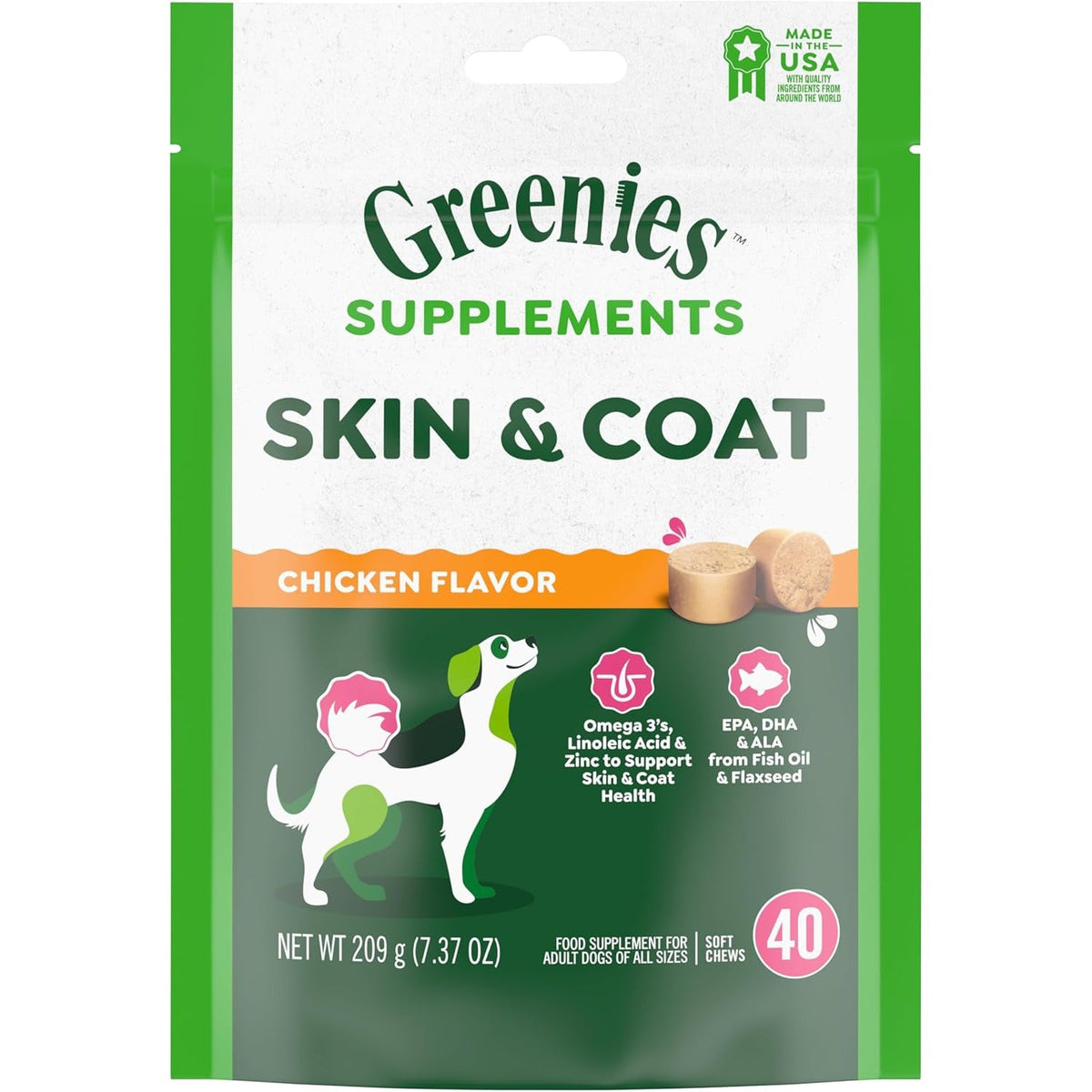 Dog Skin & Coat Supplements - Chicken Flavor