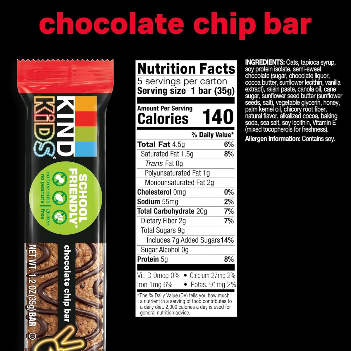 Kids Chewy Chocolate Chip Bars (5 CT)