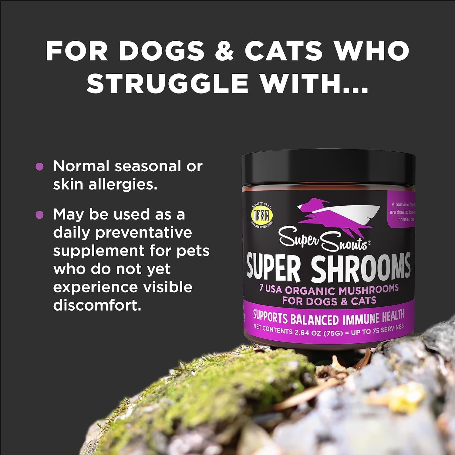 Super Shrooms Mushroom Immune Support Supplement for Dogs and Cats